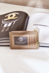 Card Holder Women's Wallet With Keychain Dark Beige Therinore