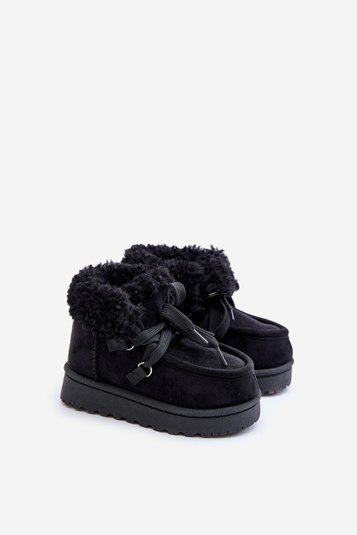 Snow Boots Kids Insulated with Fur Black Adelane