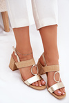 Heeled Sandals Gold Afleeria