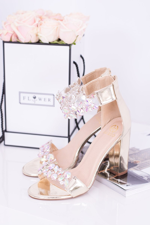 Lu Boo Gold Mirrored Zirconia Sandals Lambada