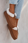 Women's Snow Boots On Platform With Fur And Stitching Camel Kellina