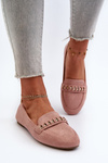 Shiny Women's Moccasins with Chain Pink Aredilla