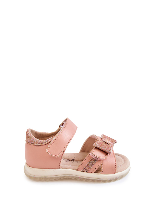 Children's Leather Sandals With Velcro Pink Lolly