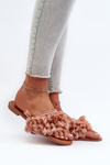 Flat Women's Slippers with Tassels Dirty Pink Rialle