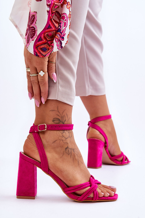 Classic Suede Heel Sandals Fuchsia Bernett
