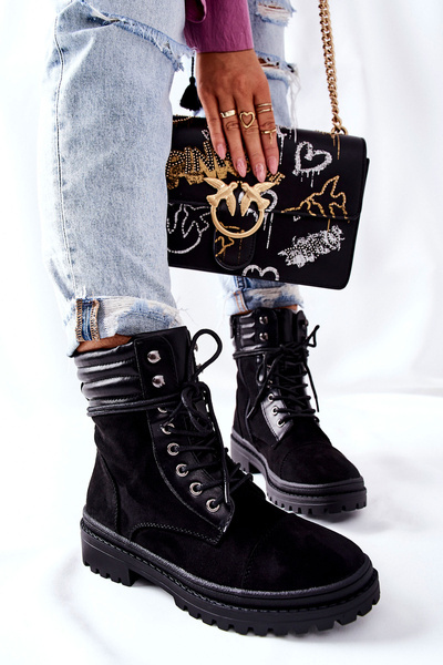 Women's Biker Boots Suede Black Deliopis