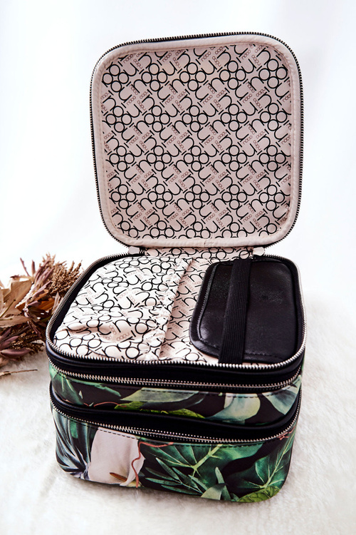 Large Cosmetic Case Leaves NOBO L0020-CM08 Black