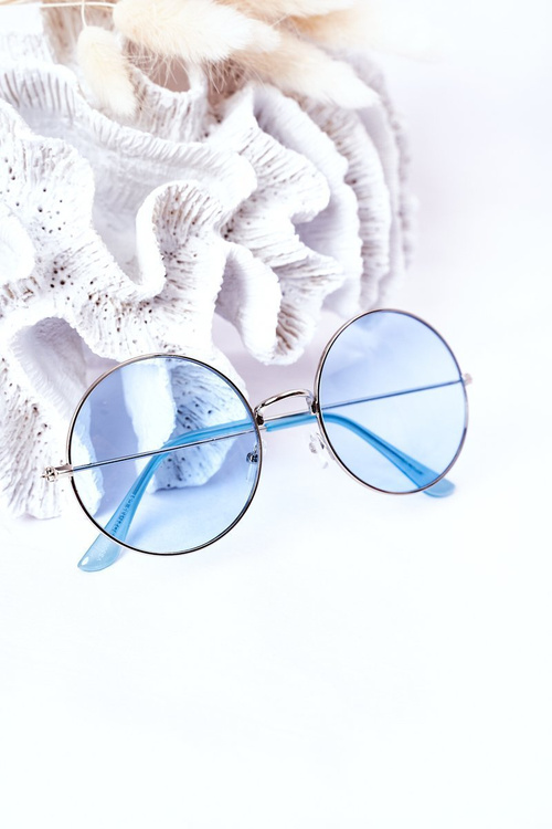 Silver Lennon Sunglasses With Blue Lenses
