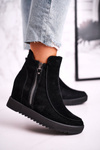 Women's Ankle Boots With Hidden Platform Suede Black Silvia