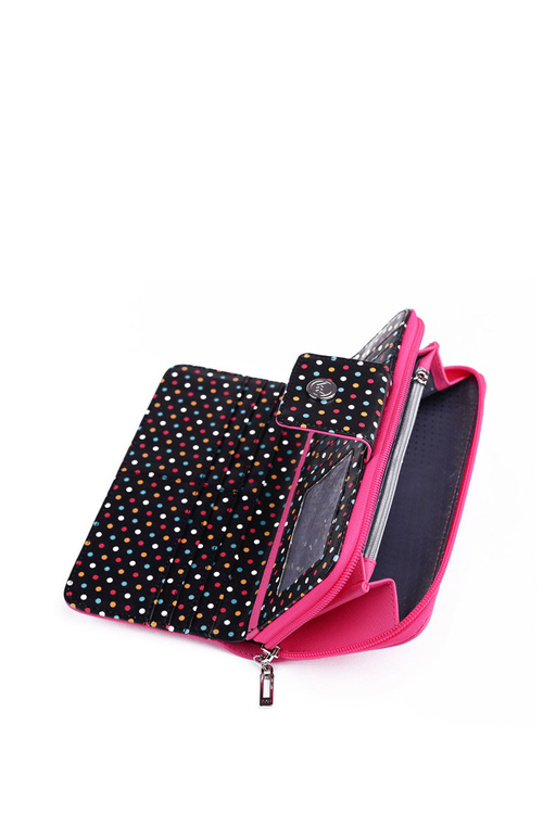 Large Women's Zip Wallet Dots Pink Huntress