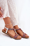 Women's Flat Sandals With Woven Straps And Accessories Artiker 54C1322 Multicolor