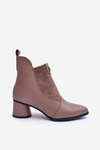 Leather Boots On Heel SBarski MR870-96 Beige