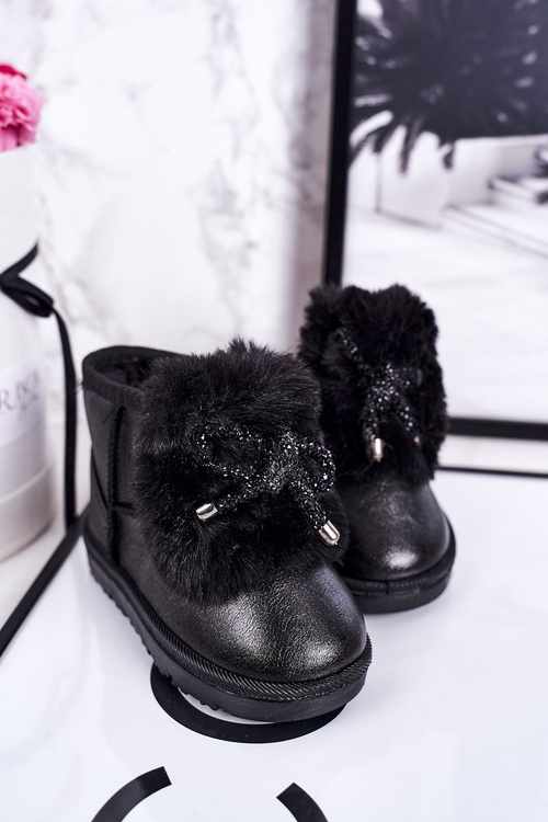 Children's Snow Boots Insulated With Fur Black Aurora