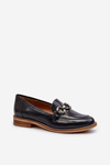 Leather Women's Patent Loafers Laura Messi 2760 Navy