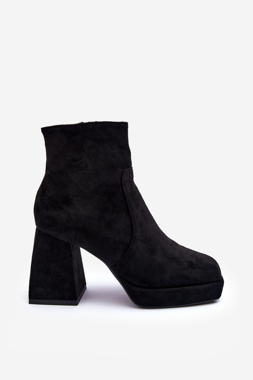 Leather Boots On Massive Heel Black Abnous