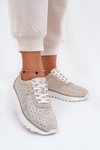 Suede perforated platform sneakers gold LR51-927