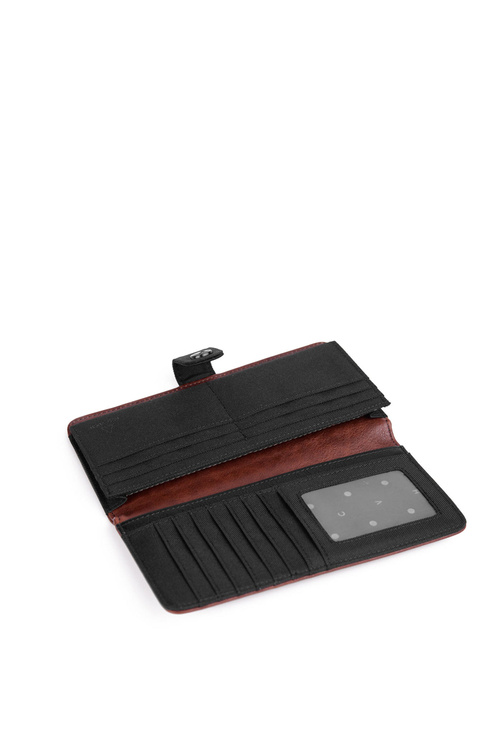 Women's Leather Zip Wallet Brown and Black Florience