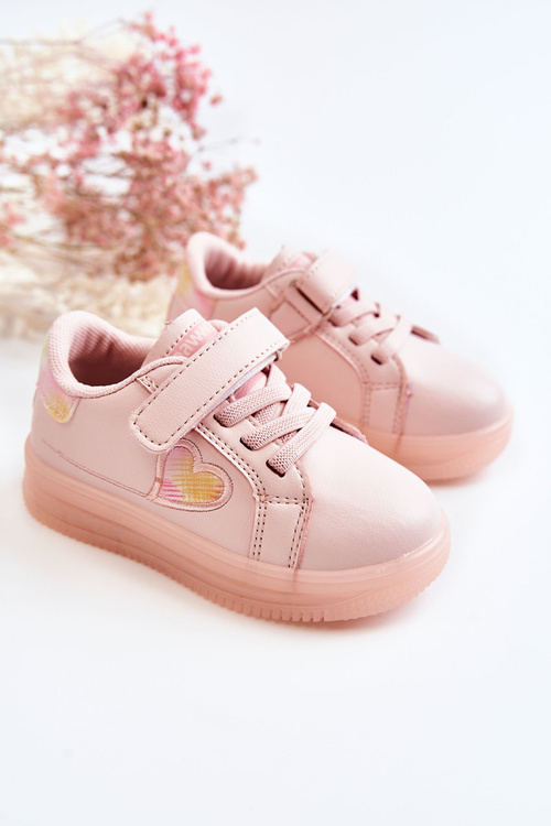 Children's Leather Sport Shoes With Velcro Pink Baylene