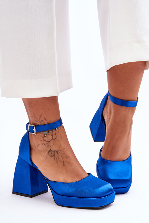 Fashionable Pumps On Massive Heels Blue Sandia