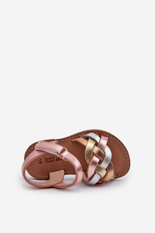 Children's Sandals with Velcro Fastening and Interwoven Straps in Multicolor Dianttha