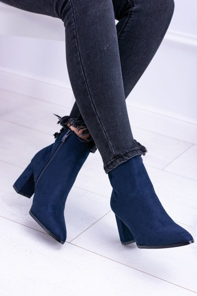 Women's Navy Blue Stiletto Booties Amaltea