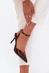 Lacquered High Heels With Open Heel Chocolate Laretta