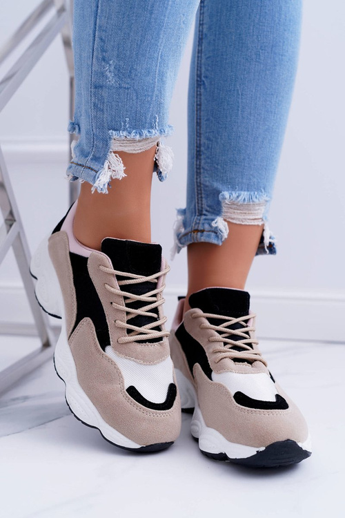 Sporty Women's Suede Shoes Beige Lollipop