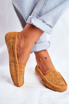 Suede Openwork Mokassins Women's S.Barski Camel