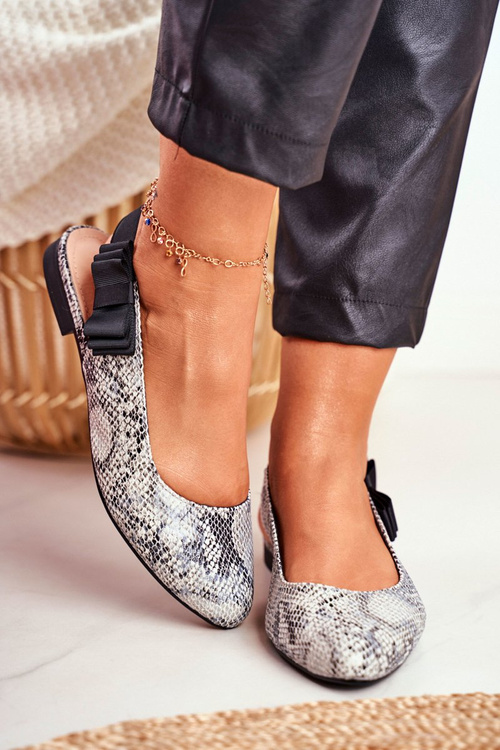 Women's Sergio Leone Ballerinas Grey Snake Pattern BL615
