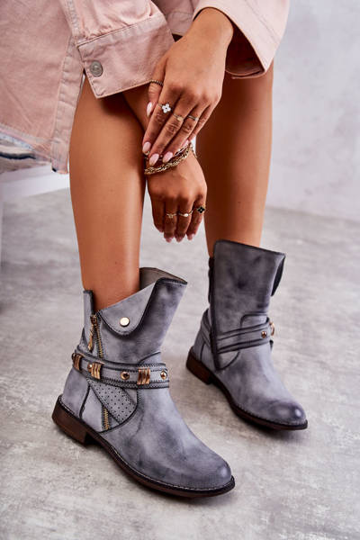 Women's High Boots With Ornaments Blue Alisa