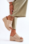 Women's Slippers On A Massive Platform Beige Martina