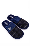 Padded Checked slippers Navy Blase