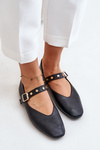 Eco Leather Ballerinas With Strap Black Alcionora
