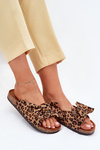 Ladies Slippers With Clear On Cork Sole Leopard Brown Sercele