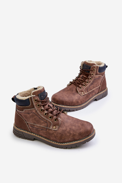 Insulated men's boots made of eco leather brown Venredia