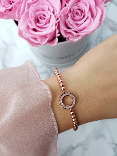 Women's Beaded Bracelet Circle Rose Gold Atria