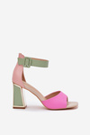 Elegant Women's Heeled Sandals Pink-Green Rosazara