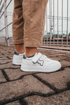 Children's Sports Shoes With Velcro White Black Santi