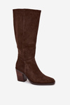 Suede Knee High Boots With Zip Chocolate Lissara
