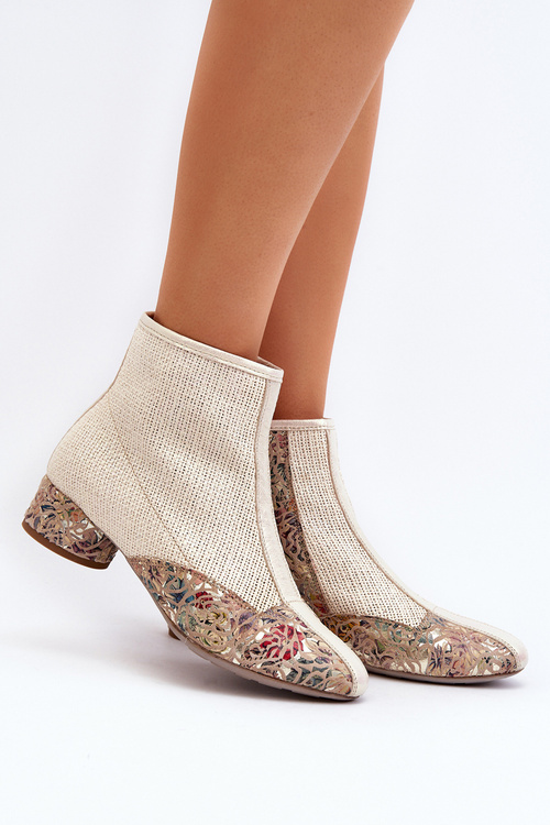 Ankle Boots with Braided Detail on Heel Maciejka 04937-22 Beige
