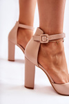 Leather Pumps On A High Pillar Beige Salira