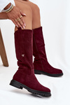 Women's Insulated Boots Flat Heel Eco Suede Bordeaux Delyssa