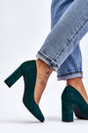 Suede Pumps On A Block Heel Sergio Leone PB216 Green