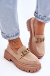 Women's Suede Platform Loafers Beige Larey
