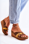 Women's Slippers On Wedge Inblu EN000024 Brown-Yellow