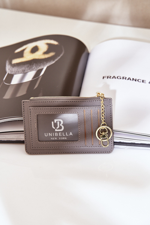 Card Holder Women's Wallet With Keychain Gray Therinore