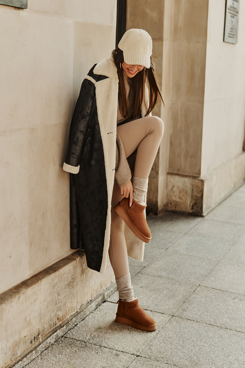 Low Suede Snow Boots Natural Leather Vinceza 97950 Camel