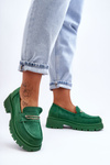 Mokasyny Damskie Zamsz Wsuwane Zielone Pure Love VL224