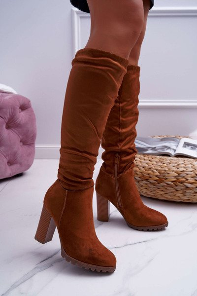 Women's Stiletto Boots Suede Camel Marion