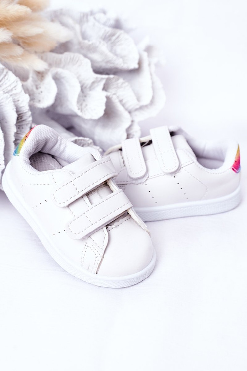 Children's Sneakers With Velcro White-Rainbow Cute Girl